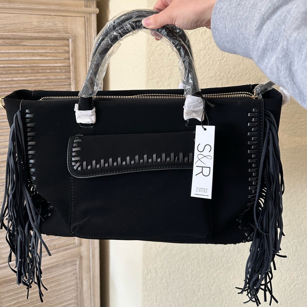 NWT Summer and Rose Black Boho Handbag with Strap